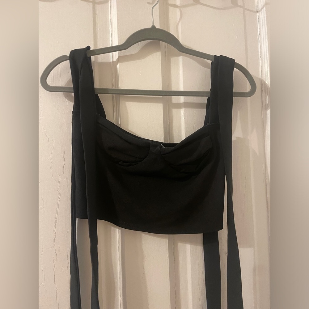 Princess Polly black tie strap crop top